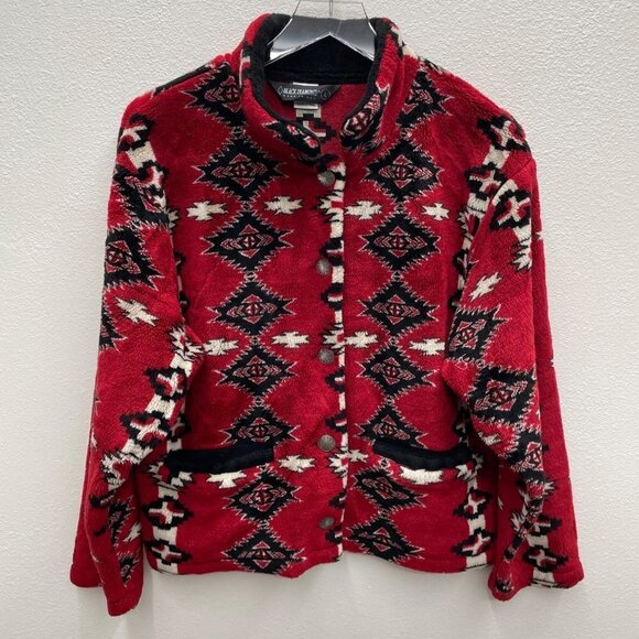 Black Diamond Vintage Red Southwest Fleece Jacket Size Large - Picture 1 of 10